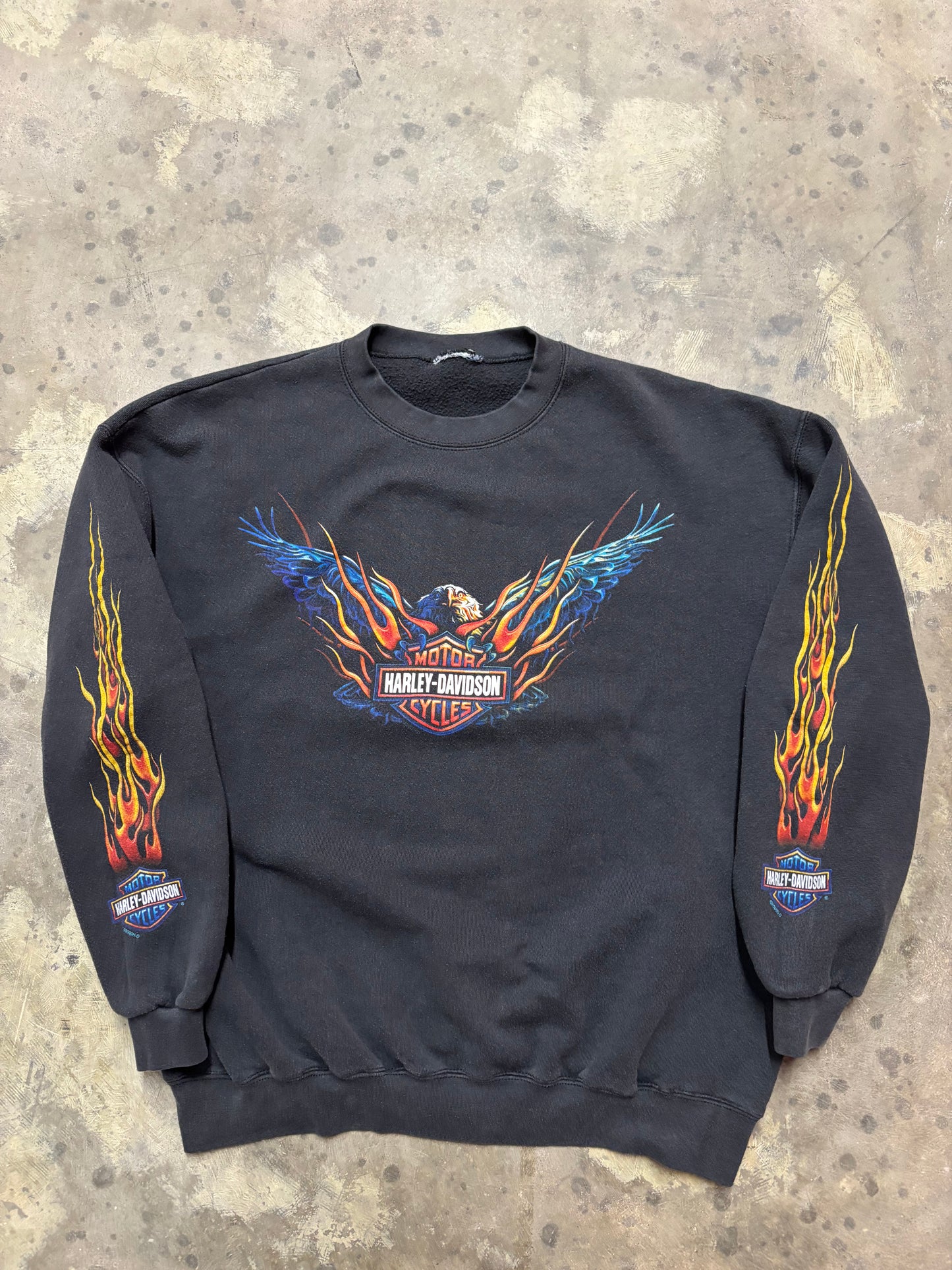 Vintage Harley Davidson flame sleeve Crewneck size XL