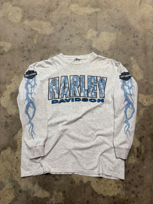 Vintage Harley Davidson Blue Lightning long sleeve size xl