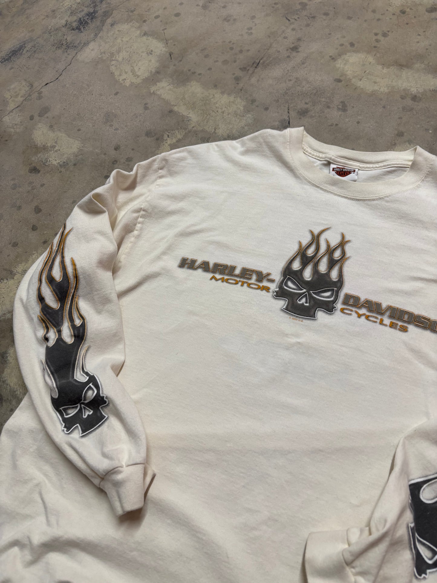 Vintage Harley Davidson grey and yellow long sleeve size xl