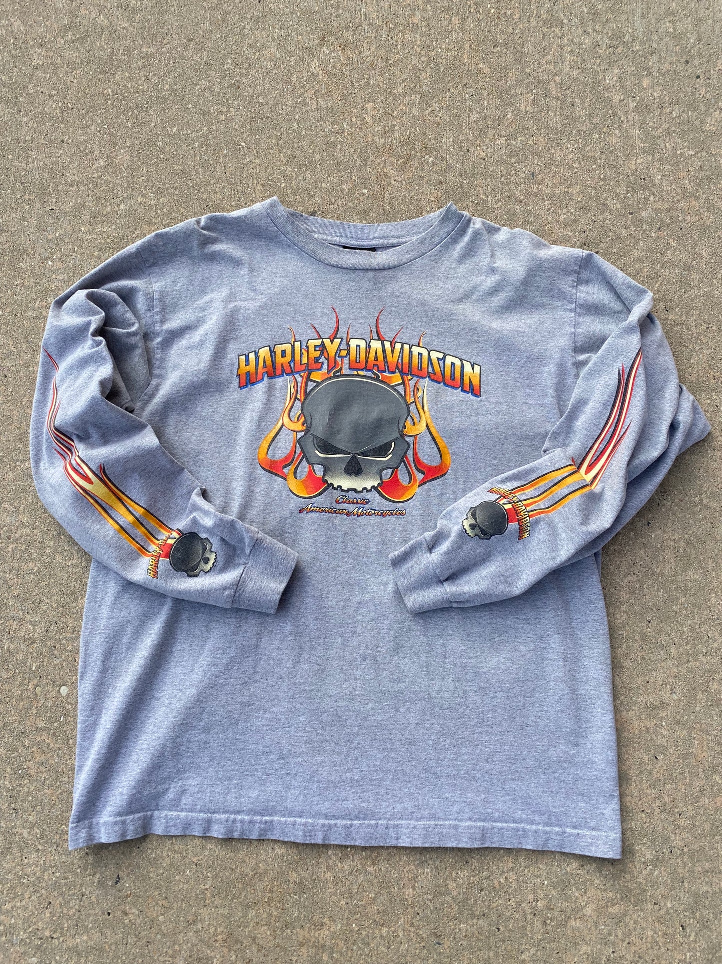 Vintage Harley Davidson Grey Skull long sleeve Size XL