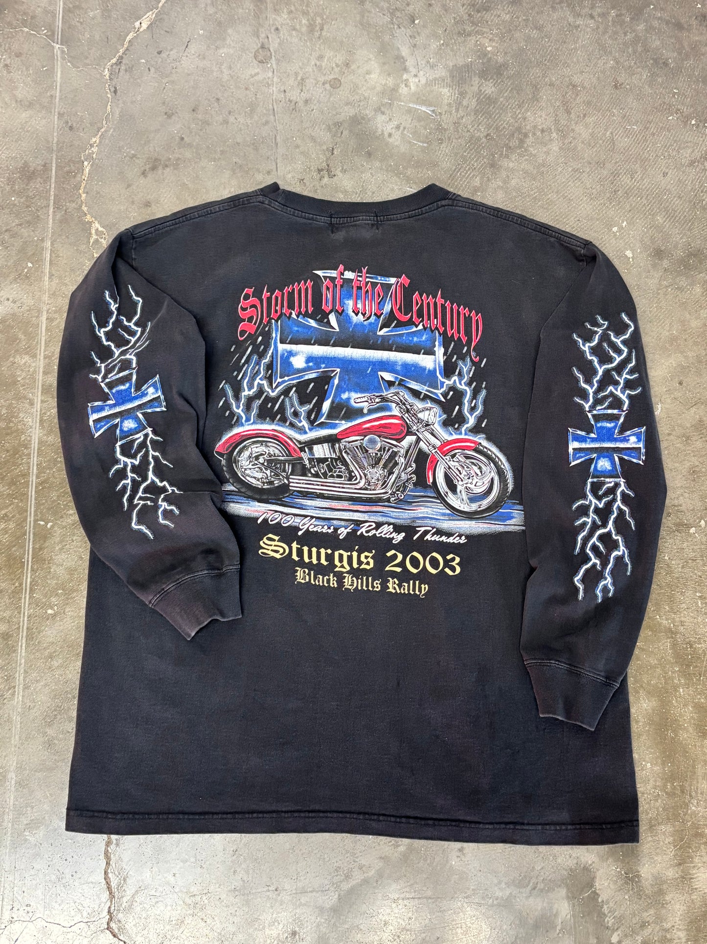 Vintage Sturgis Lighting biker long sleeve size large