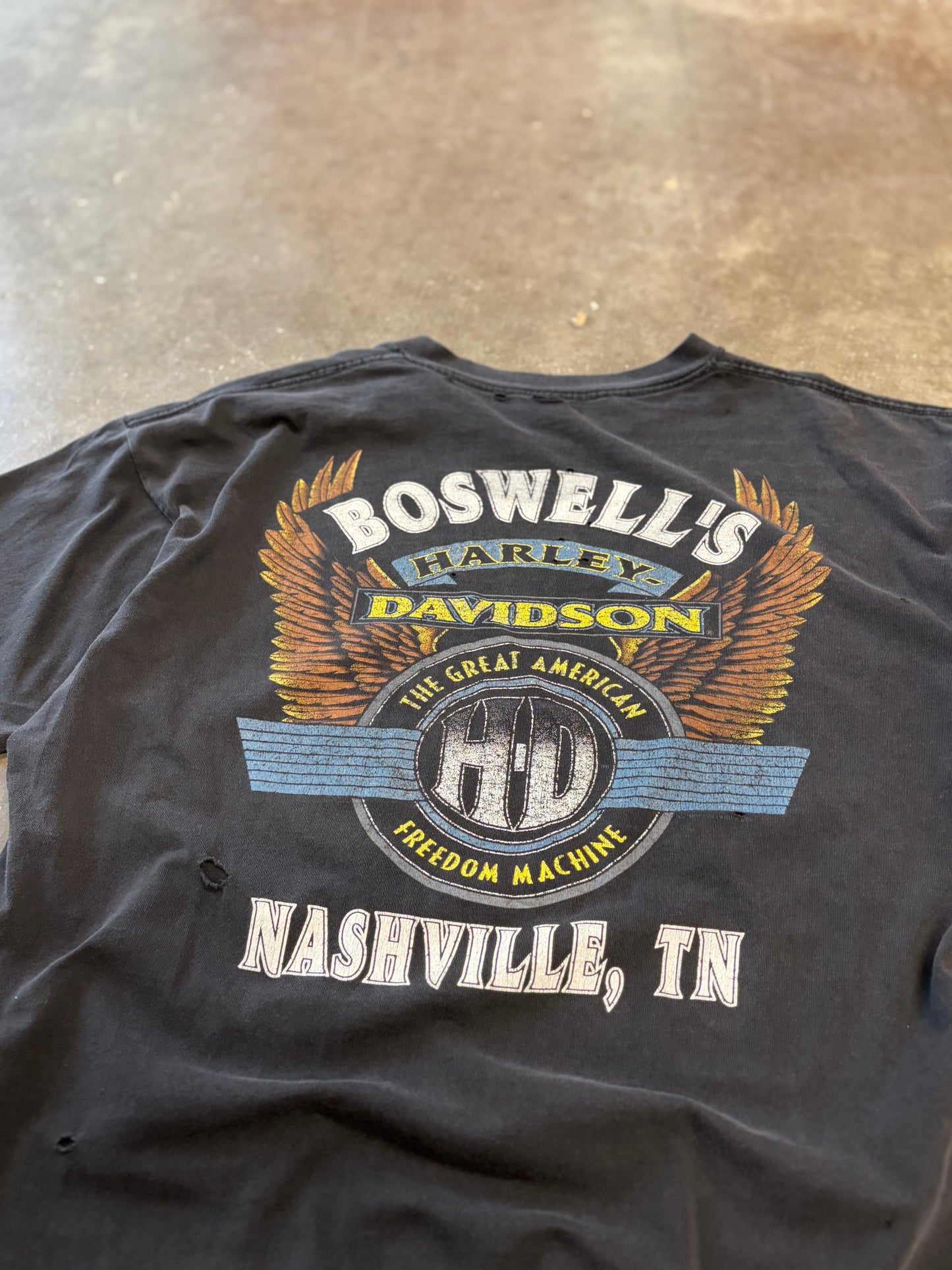 Vintage Harley Davidson Thrashed chrome and steel shirt size extra large