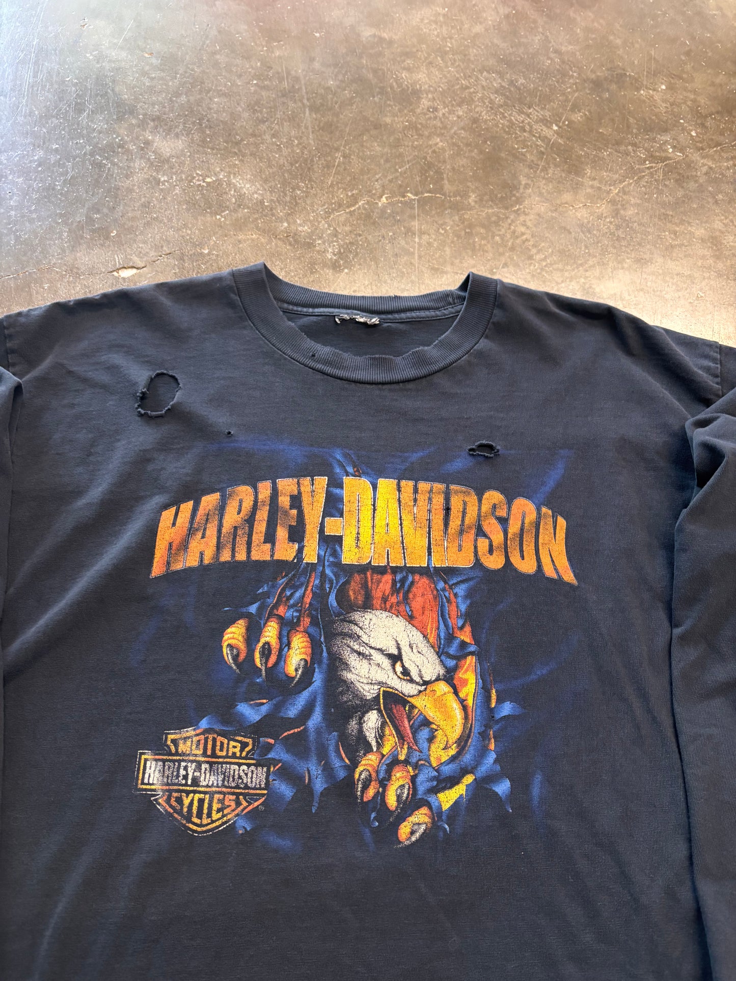 Vintage Thrashed Harley Davidson Eagle long sleeve size xl