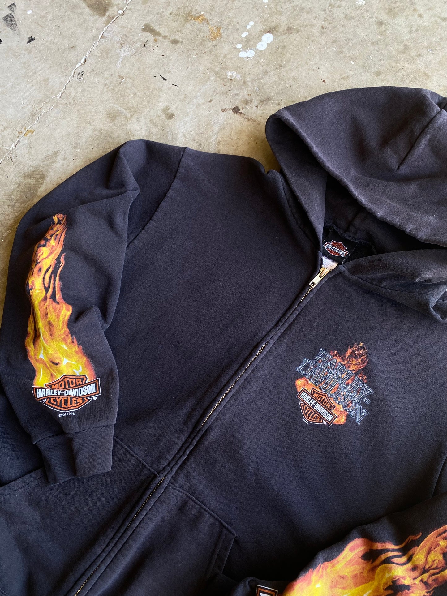 Harley Davidson flame zip up hoodie size extra large