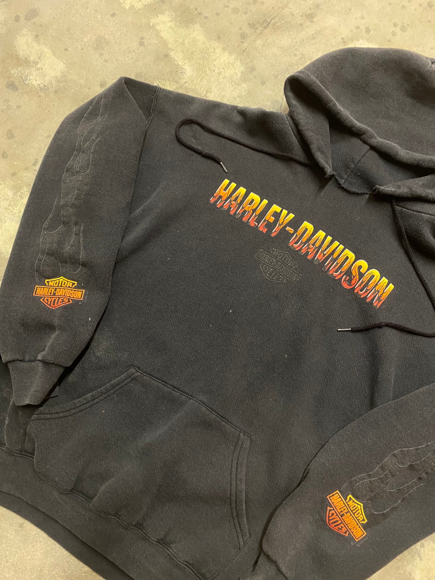Vintage Harley Davidson Flame sleeve hoodie size XL