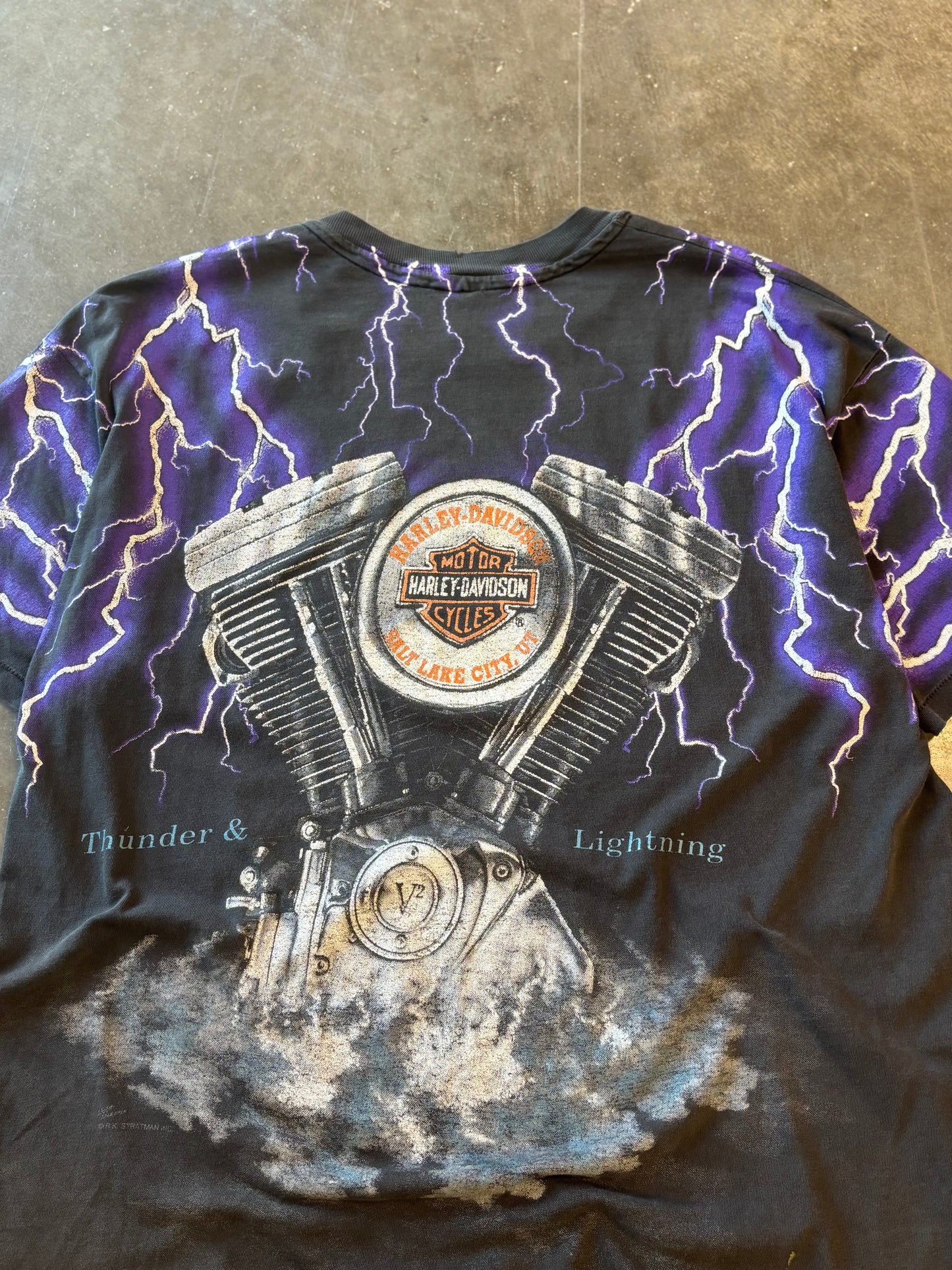 Vintage Harley Davidson purple Lightning AOP size XL