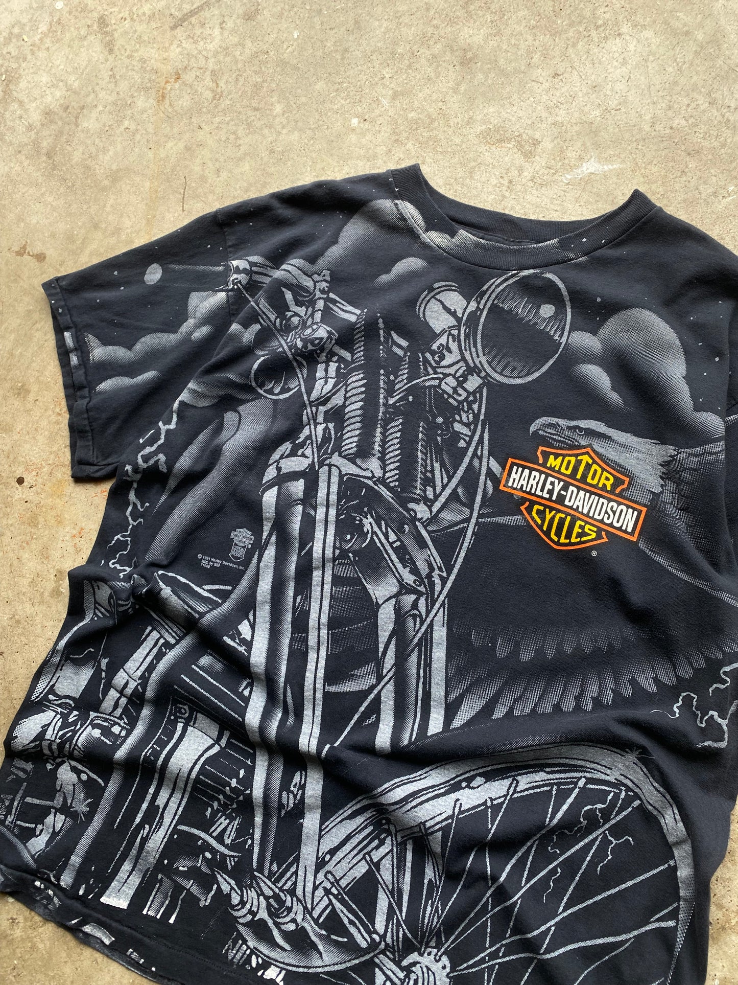 Vintage Harley Davidson All over Print Bike shirt size extra large