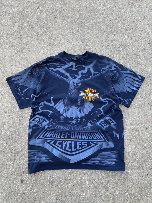 Vintage Harley Davidson Lightning Eagle AOP size extra large shirt