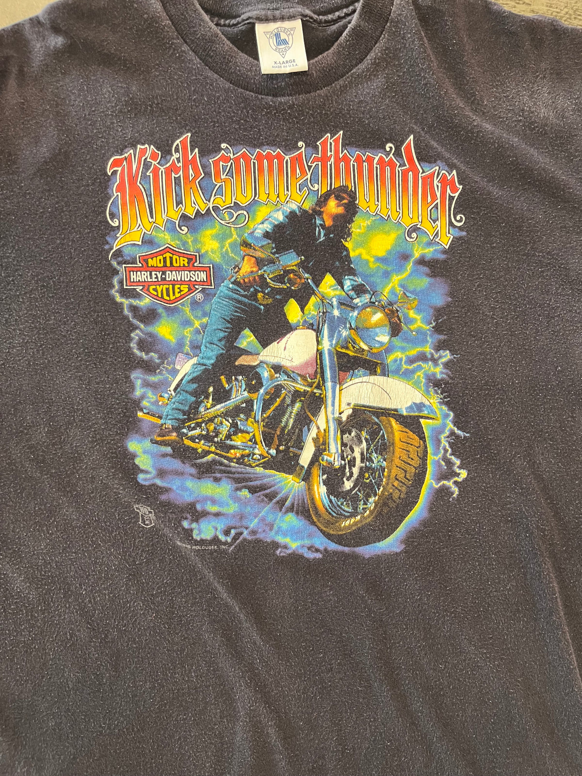 Vintage 80’s Harley Davidson kick some thunder shirt size xl