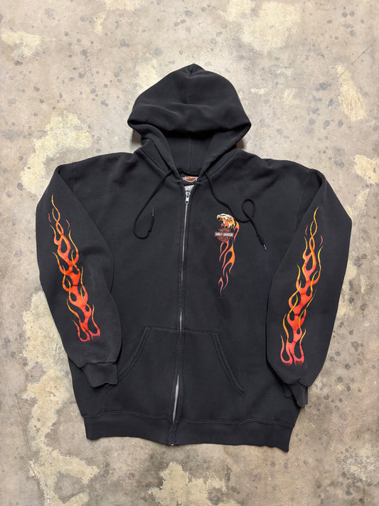 Vintage Harley Davidson fire sleeve zip up hoodie size large