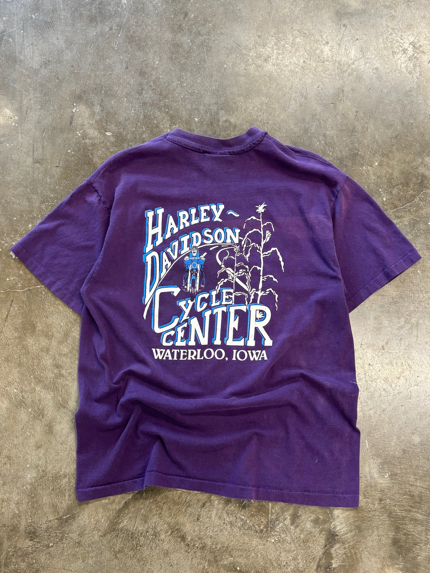 Vintage Harley Davidson blue flame shirt size large