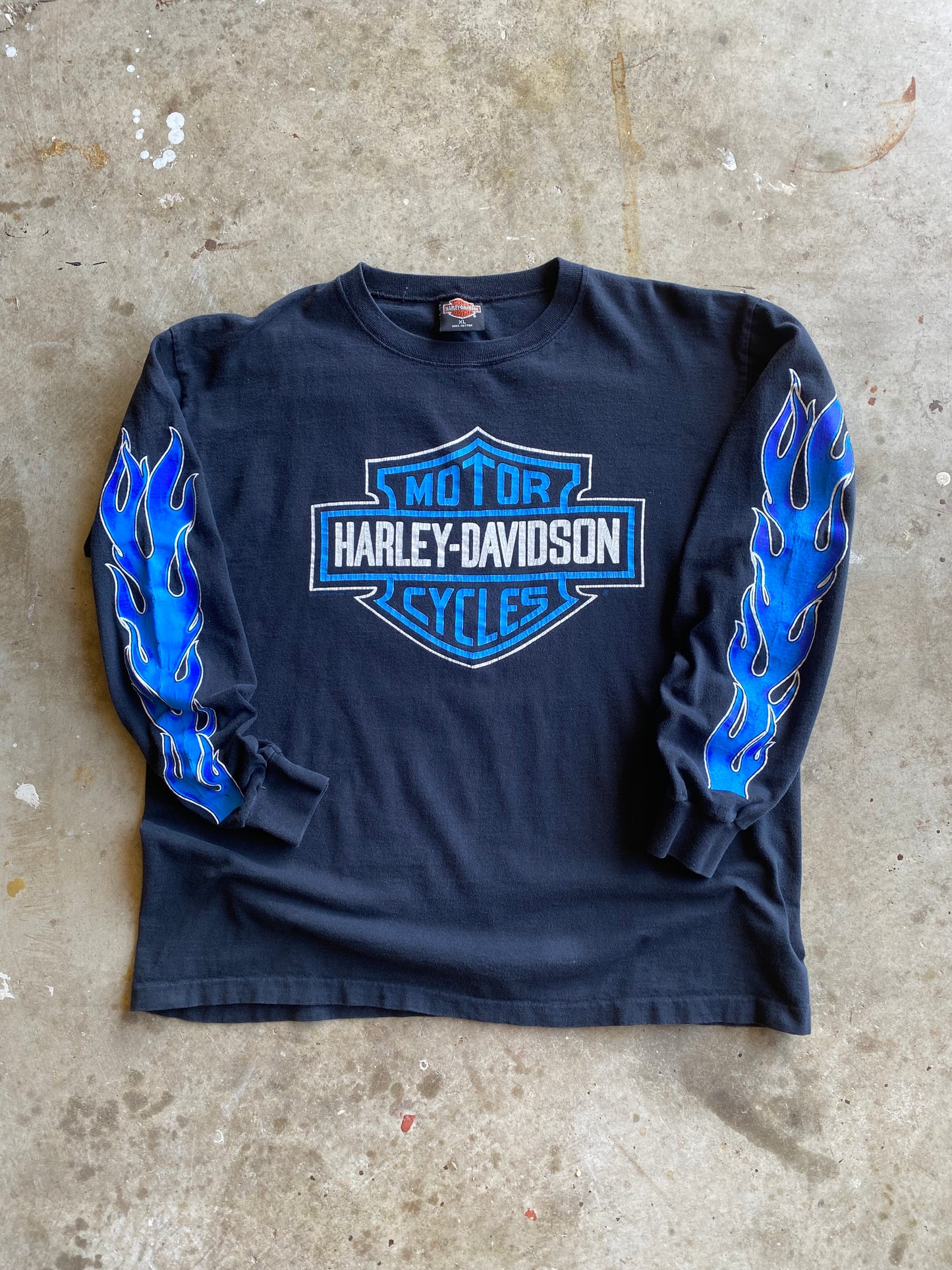 Vintage Harley Davidson Blue Flame Shirt size extra large