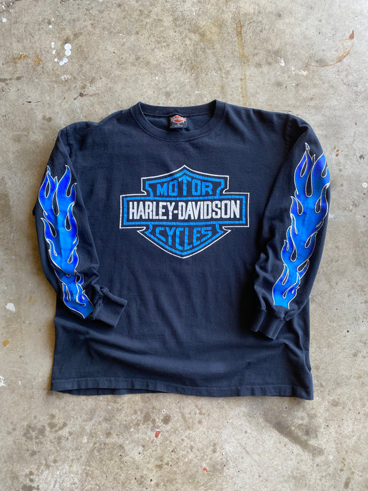Vintage Harley Davidson Blue Flame Shirt size extra large
