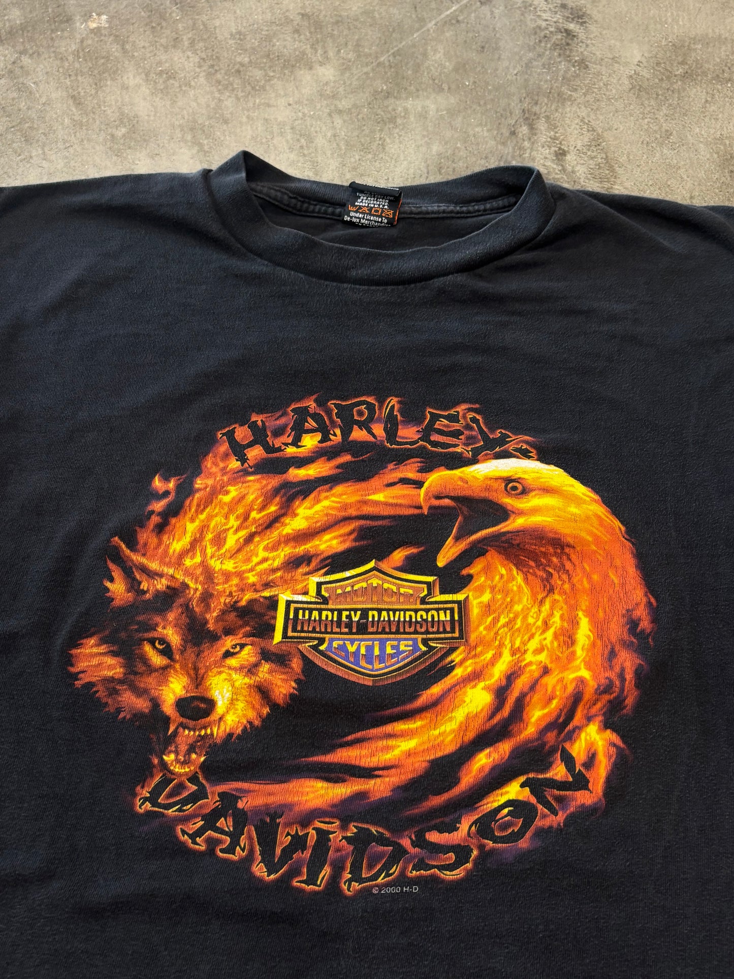 Vintage Harley Davidson Wolf and Eagle flame shirt size xl