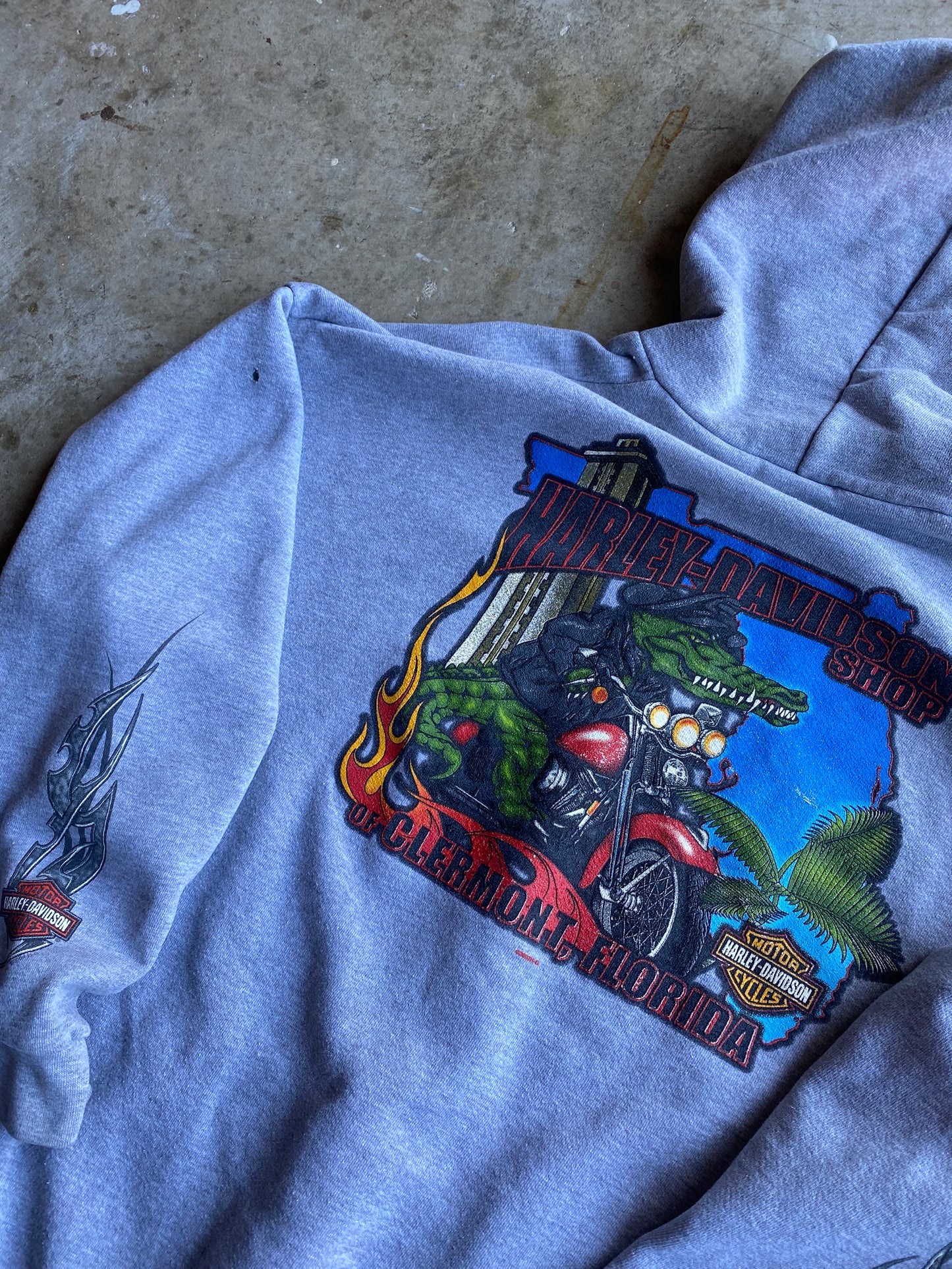 Vintage Harley Davidson Grey Zip Up Hoodie size XXXL