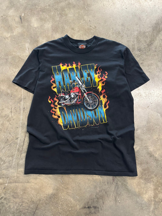 Vintage Harley Davidson flaming motorcyle shirt size large