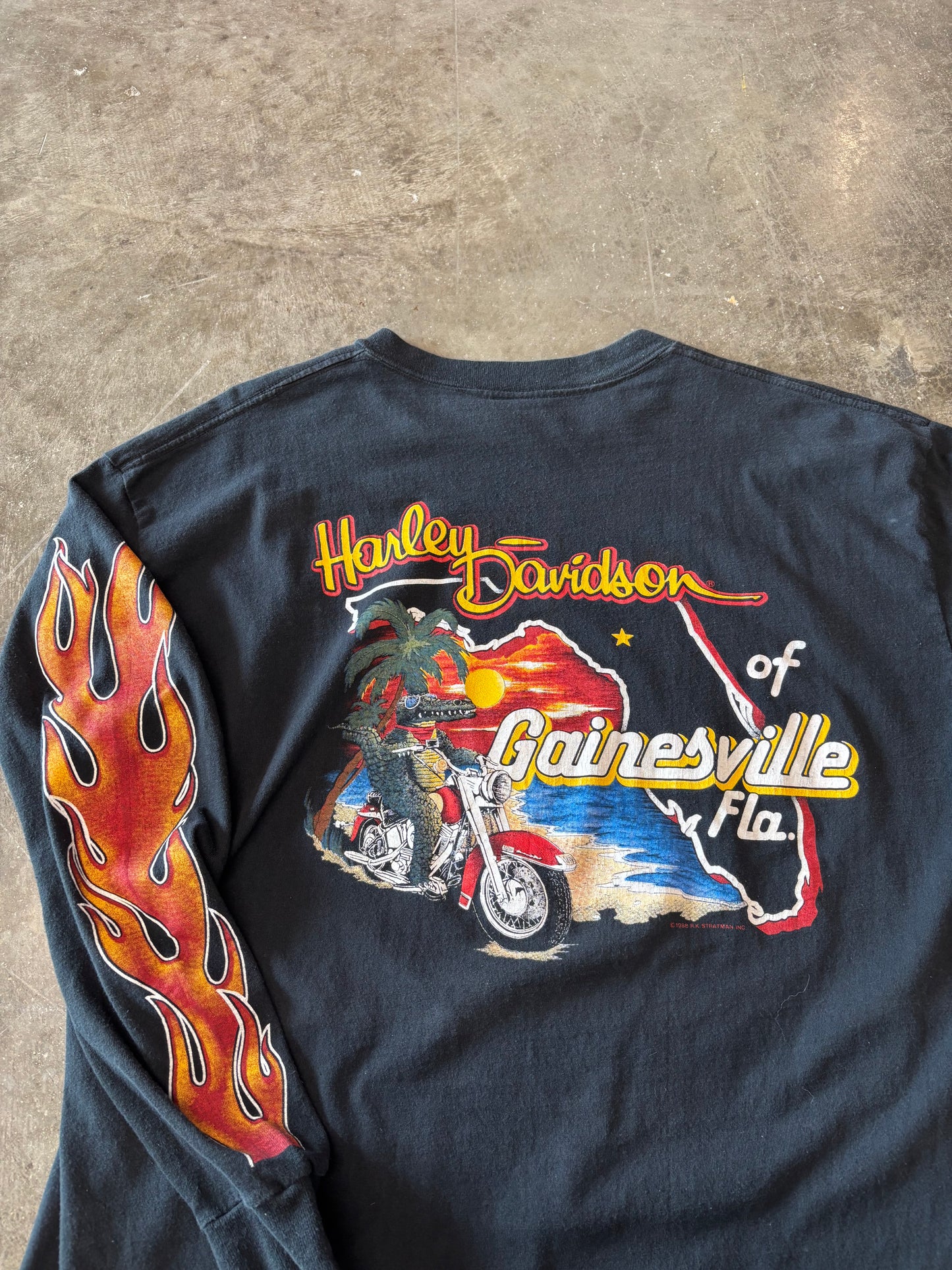 Vintage Harley Davidson 80’s flame ball long sleeve size xxxl fits xxl