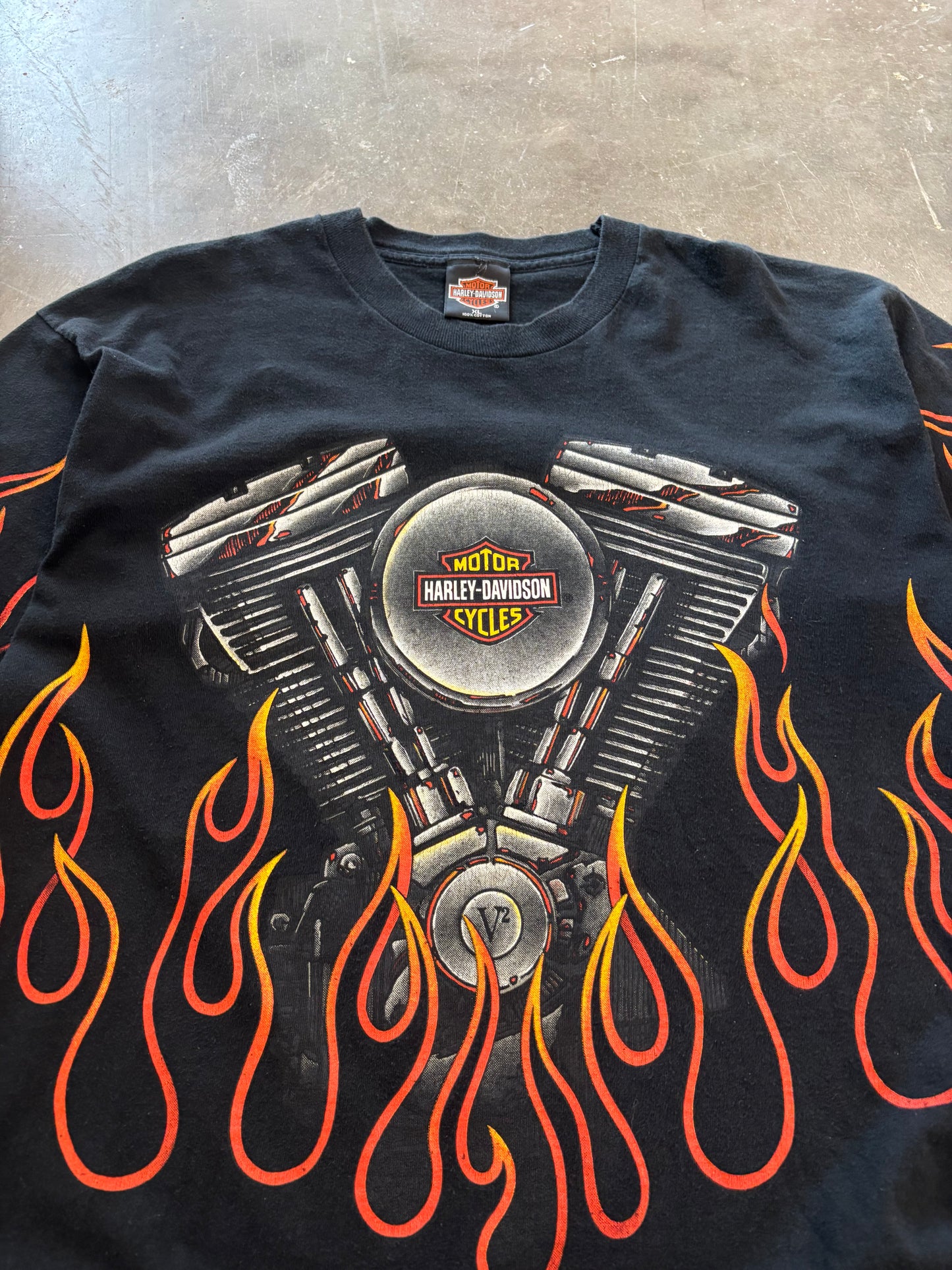 Vintage Harley Davidson Engine AOP size XL