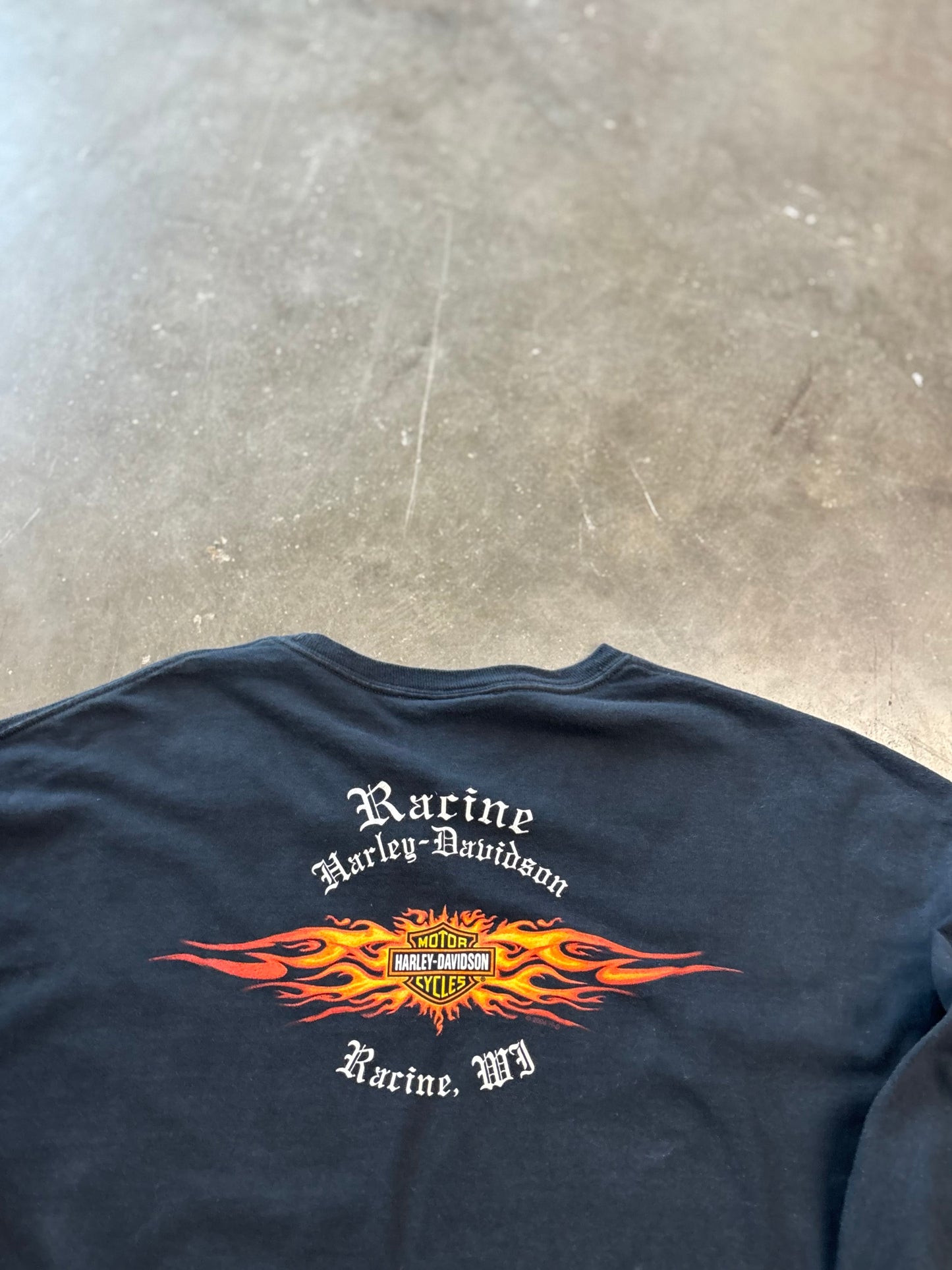 Vintage Harley Davidson Green laser long sleeve size xl