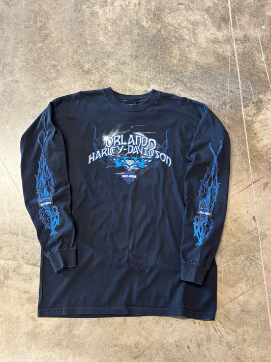 Vintage Harley Davidson Blue Flame long sleeve size extra large
