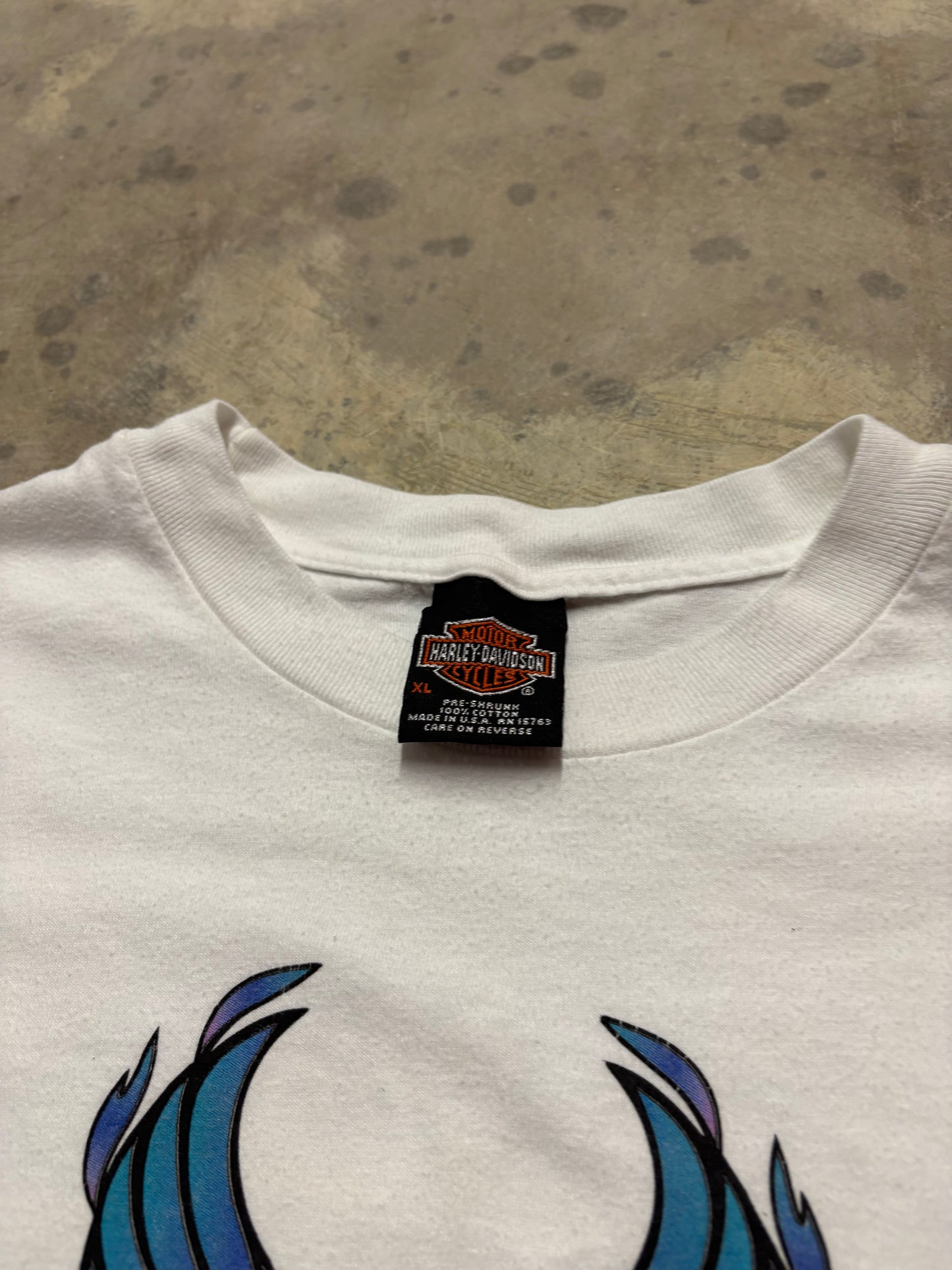 Vintage Harley Davidson blue flame long sleeve shirt size XL