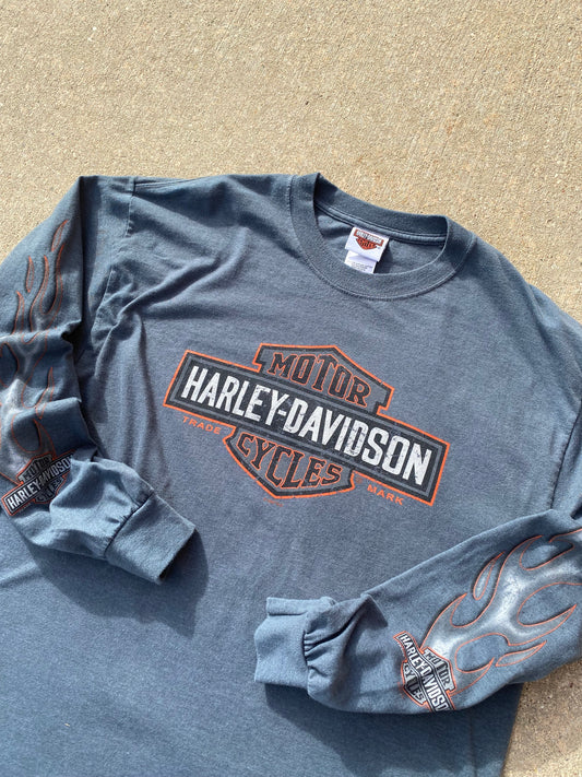 Harley Davidson Grey Flame Long sleeve size large