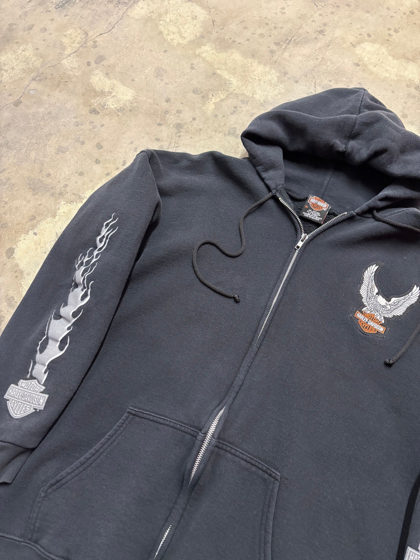 Vintage Harley Davidson Silver flame zip up hoodie size extra large