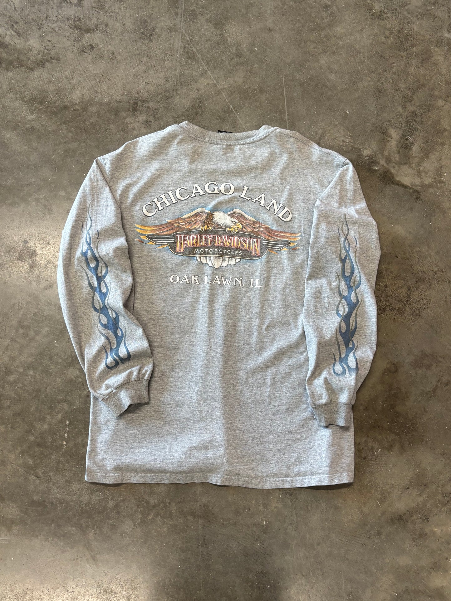 Vintage Harley Davidson grey blue flame size large