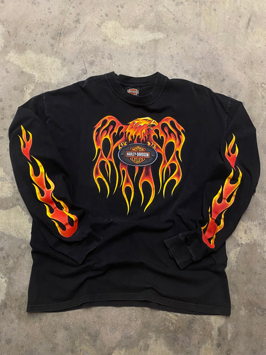 Vintage Flaming Eagle Harley Davidson Long sleeve size extra large