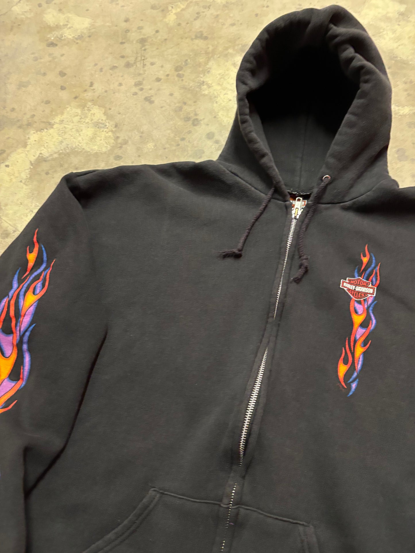 Vintage Harley Davidson Multi Flame Zip up hoodie size xl