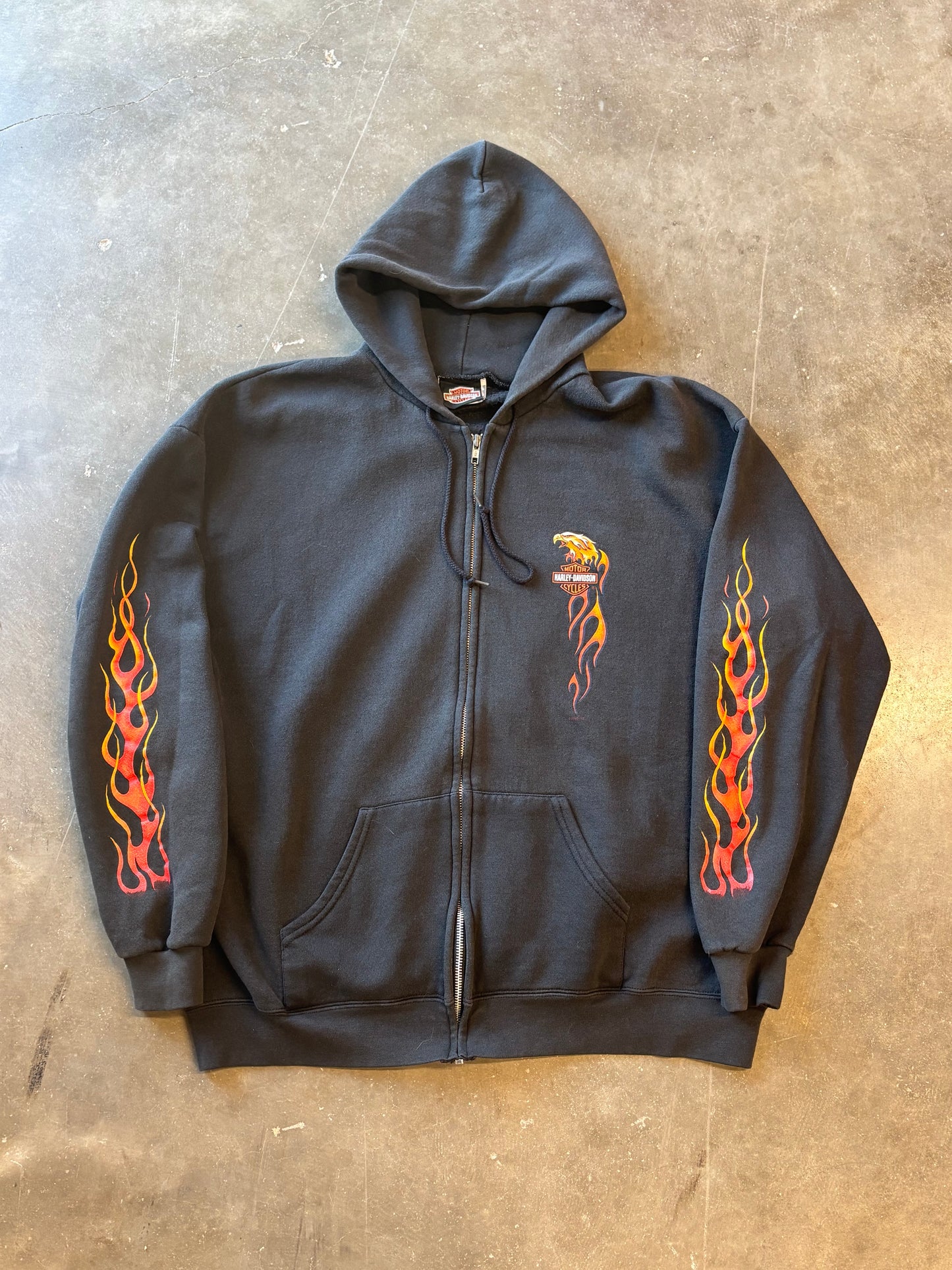 Vintage Harley Davidson Flame Eagle zip up size xl