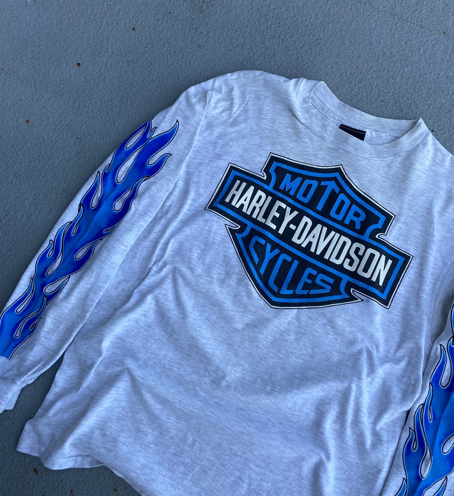 Vintage Harley Davidson Blue Flame Long sleeve size medium