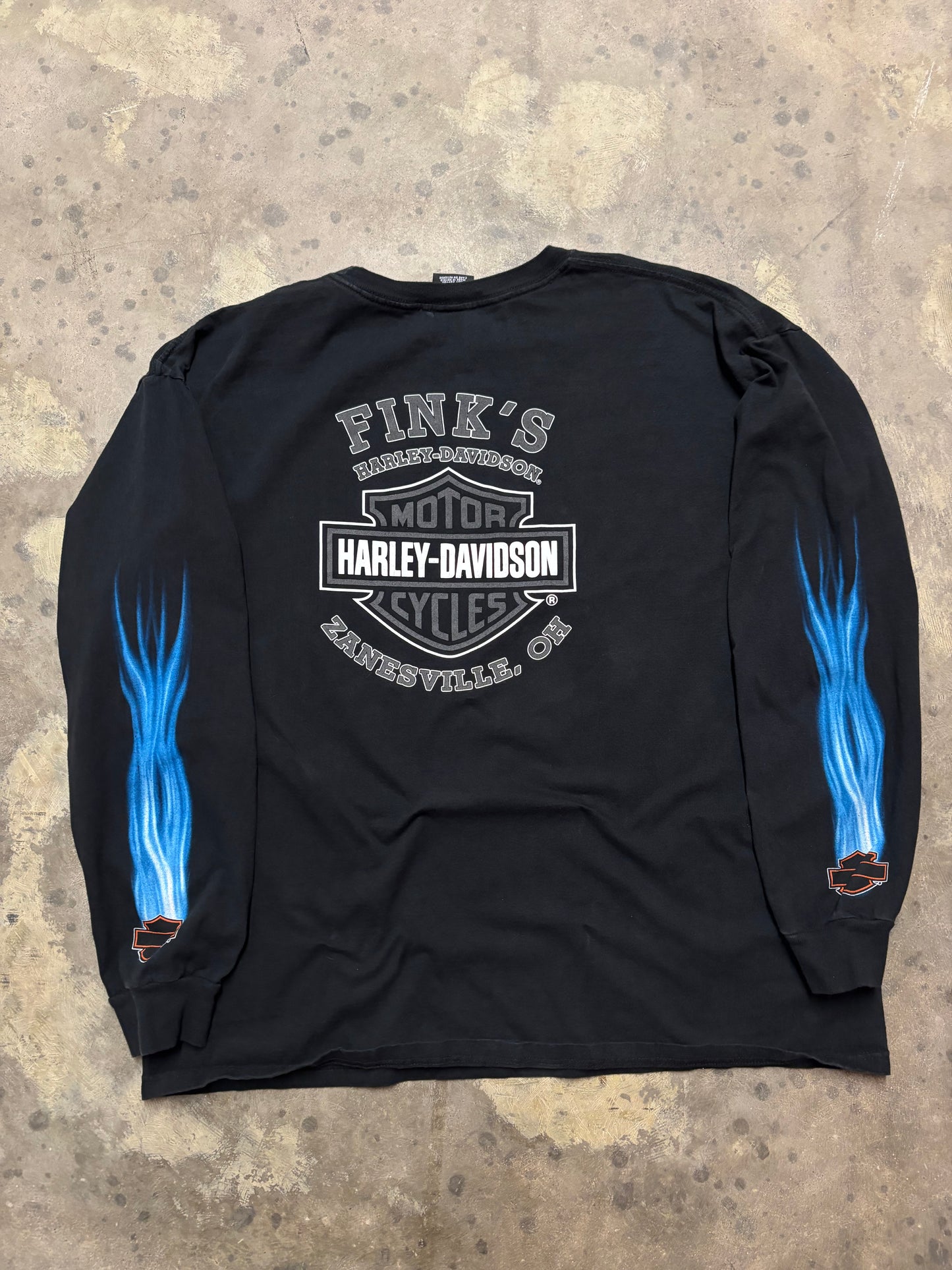Vintage Harley Davidson blue smoke longsleeve shirt size XXL