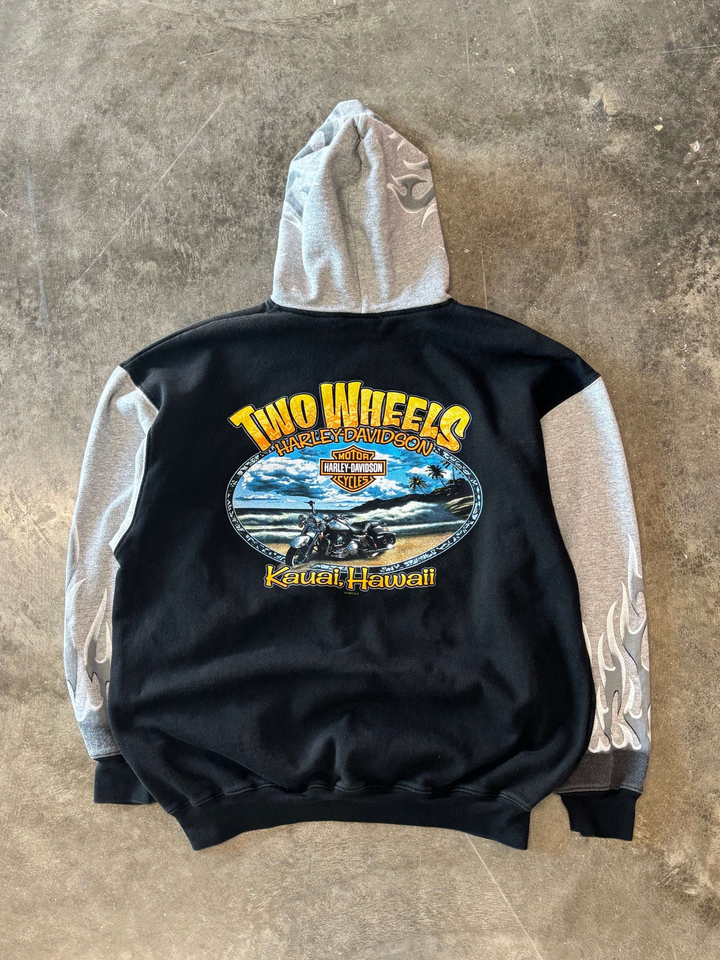 Vintage Harley Davidson Grey Flame hoodie size extra large