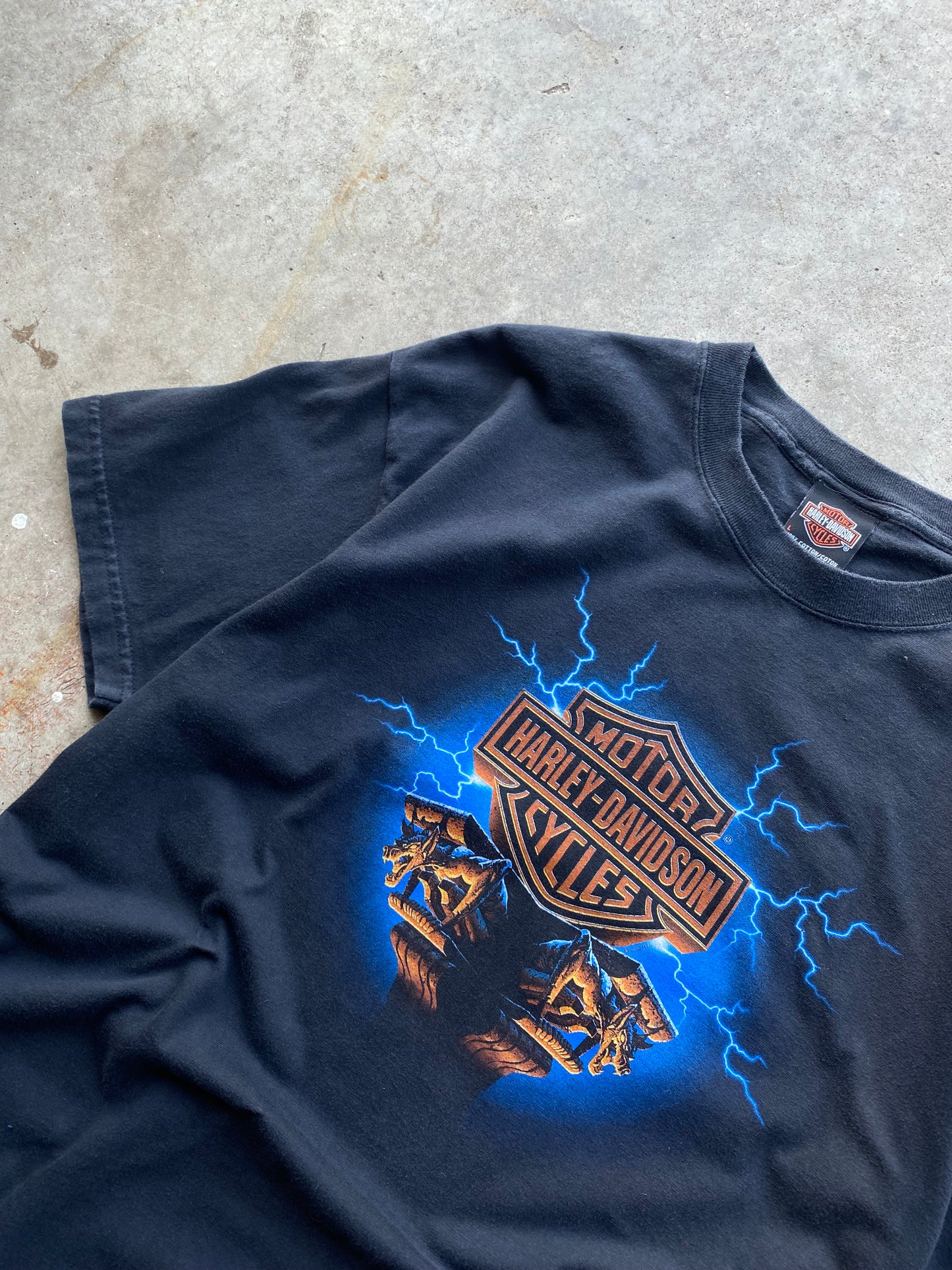 Vintage Gargoyle Lightning Harley Davidson Shirt Large