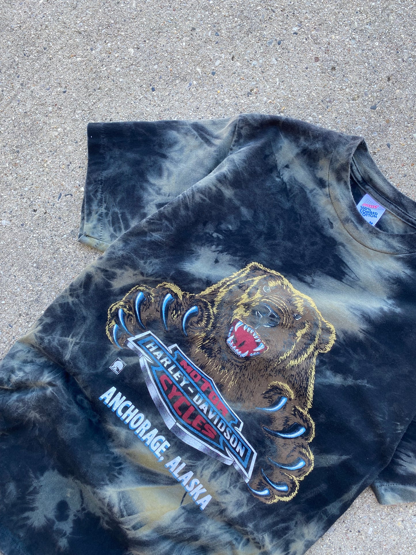 Vintage Harley Davidson Alaska bear tie dye shirt size medium