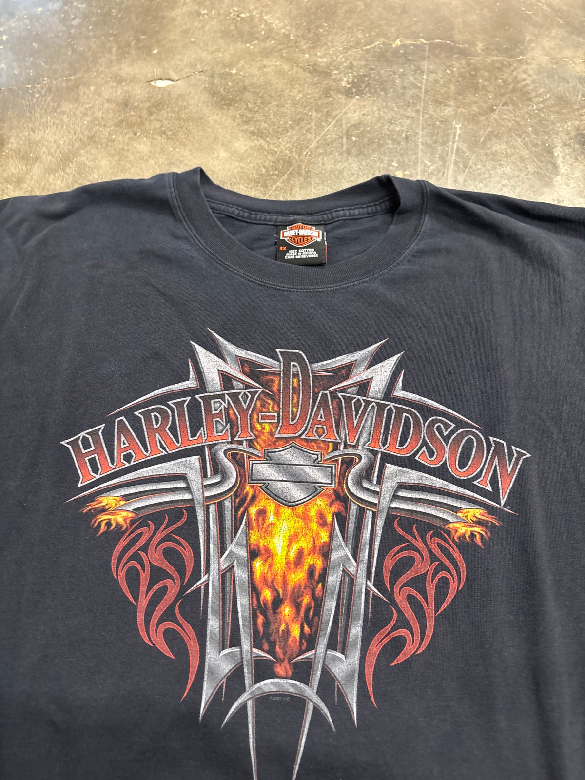 Vintage Harley Davidson Flame sleeve shirt size xxl