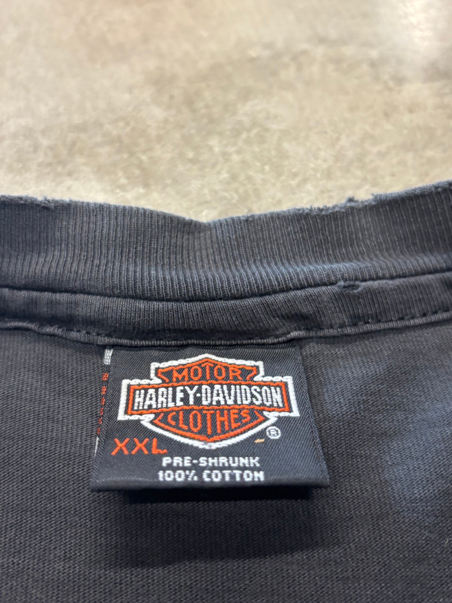 Vintage Boxy and Thrashed Harley Davidson Blue Flame Long sleeeve size XXL