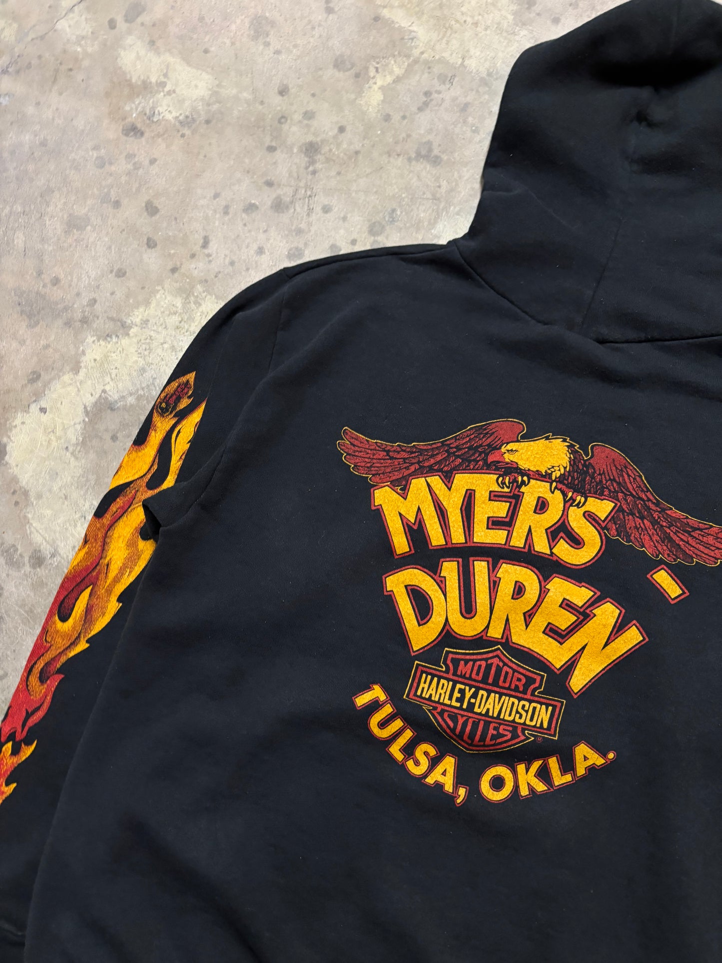 Vintage 80’s Harley Davidson flame sleeve hoodie XL