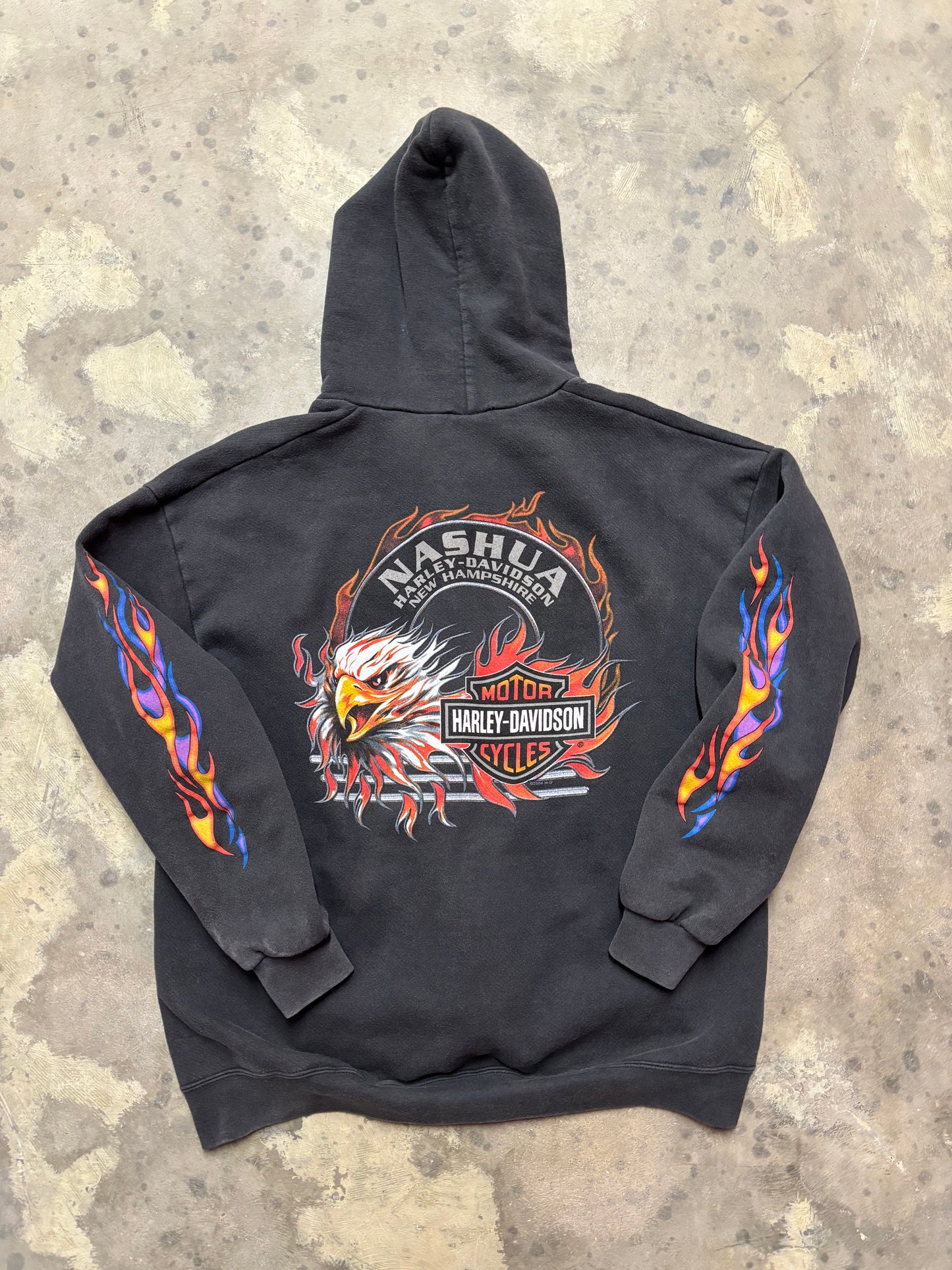 Vintage Harley Davidson multi flame zip up hoodie size extra large
