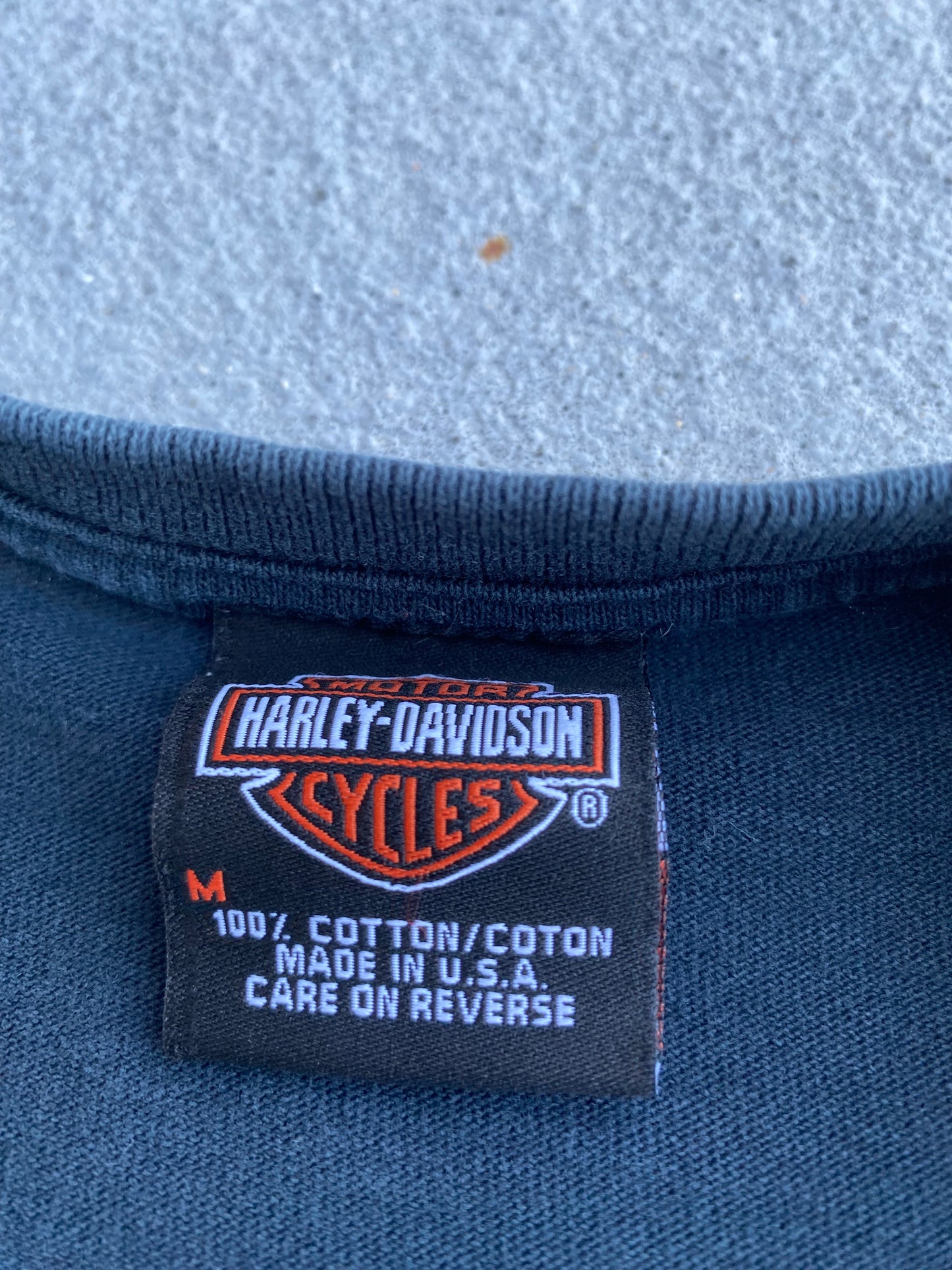 SIZE MEDIUM NYC Harley Davidson blue flame long sleeve shirt