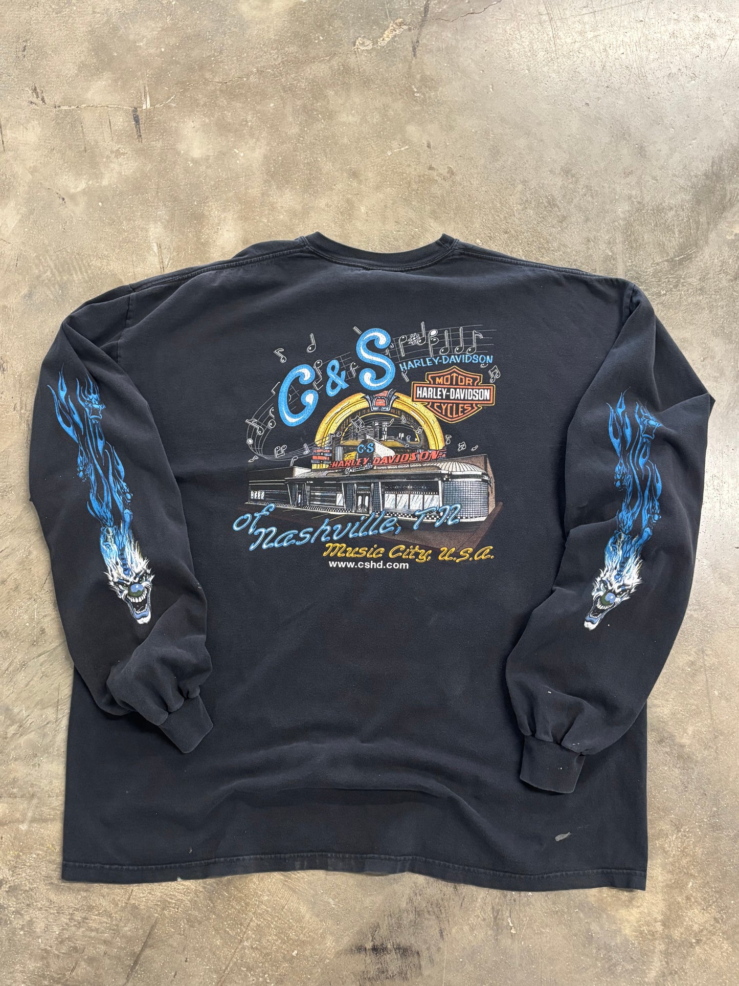 Vintage Harley Davidson Bleach Splattered Dice long sleeve size xxxl
