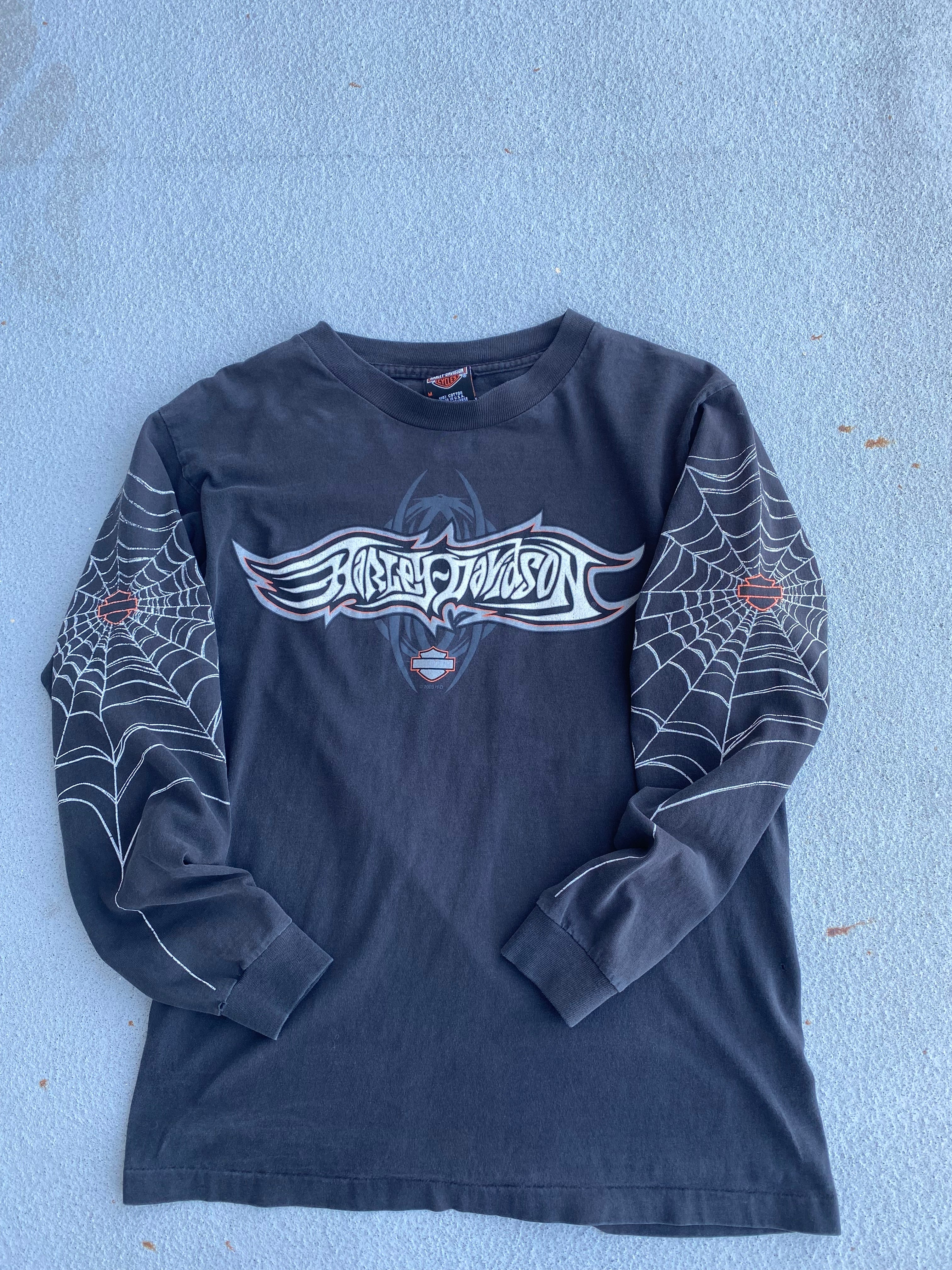Vintage Harley Davidson Spider Web long sleeve shirt size