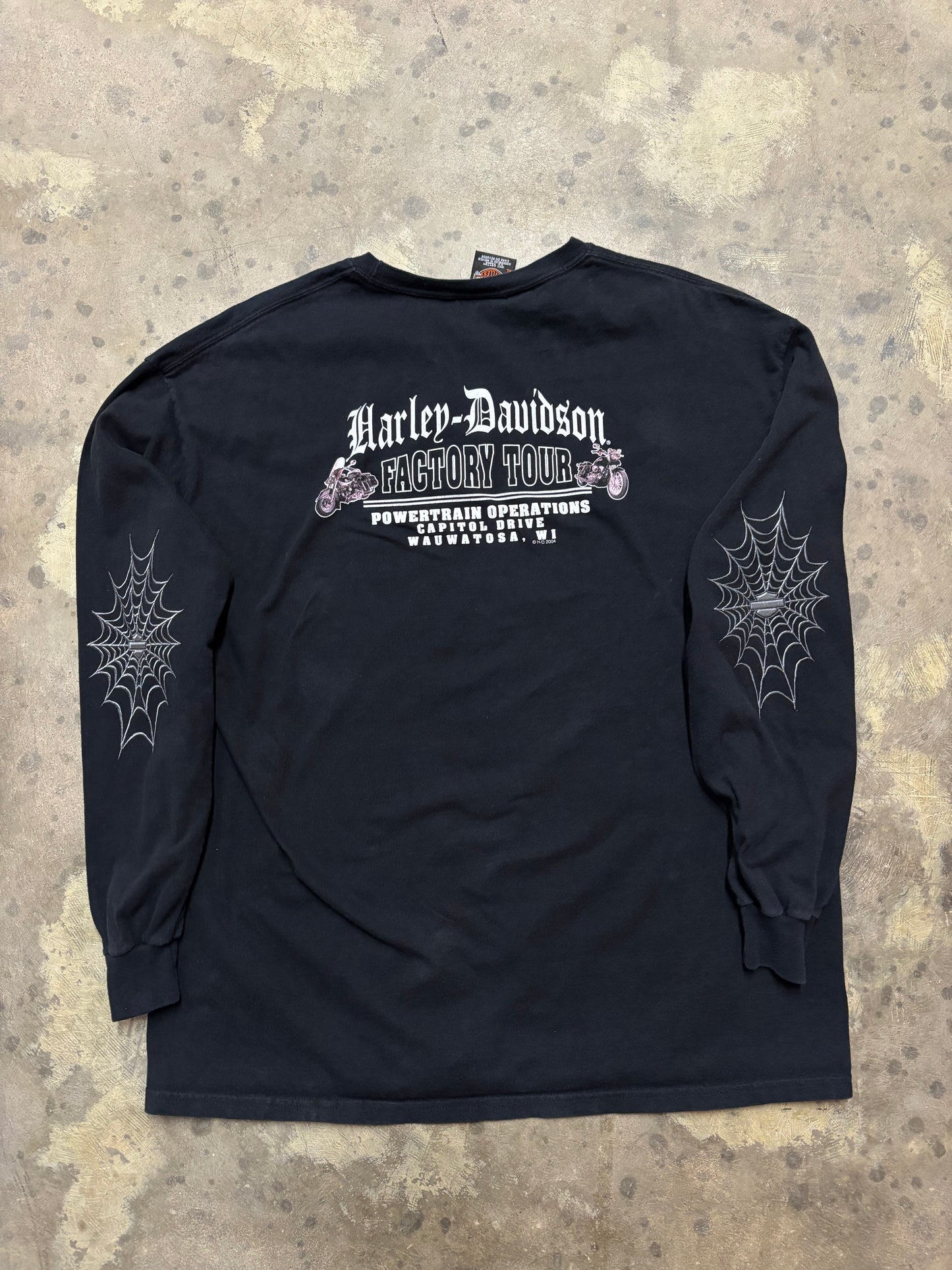Vintage Harley Davidson budget spider web long sleeve shirt size XL