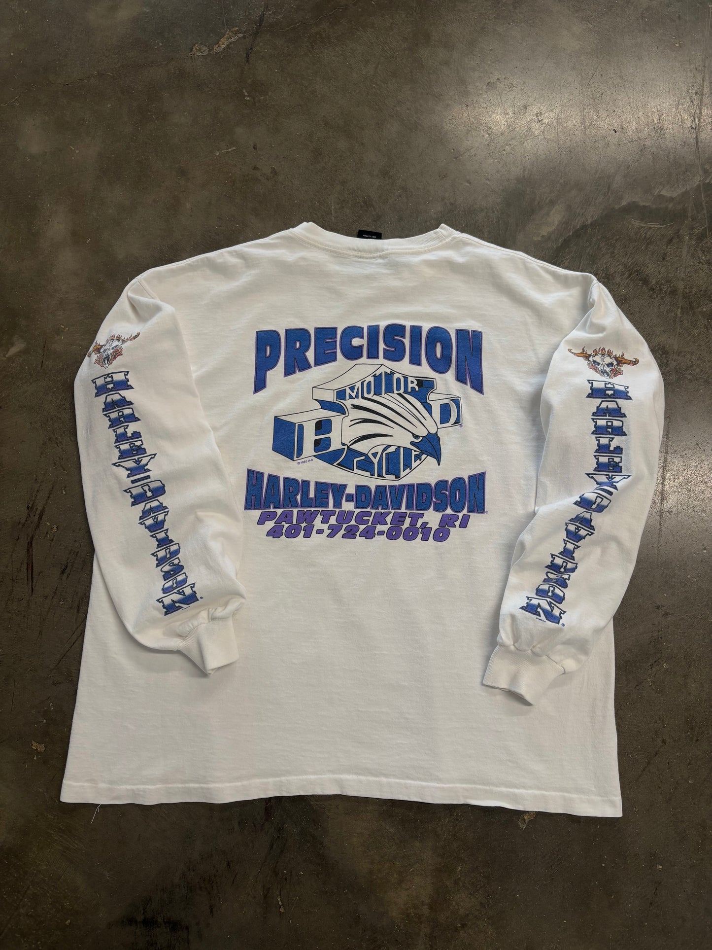 Vintage Harley Davidson white cattle long sleeve size xl