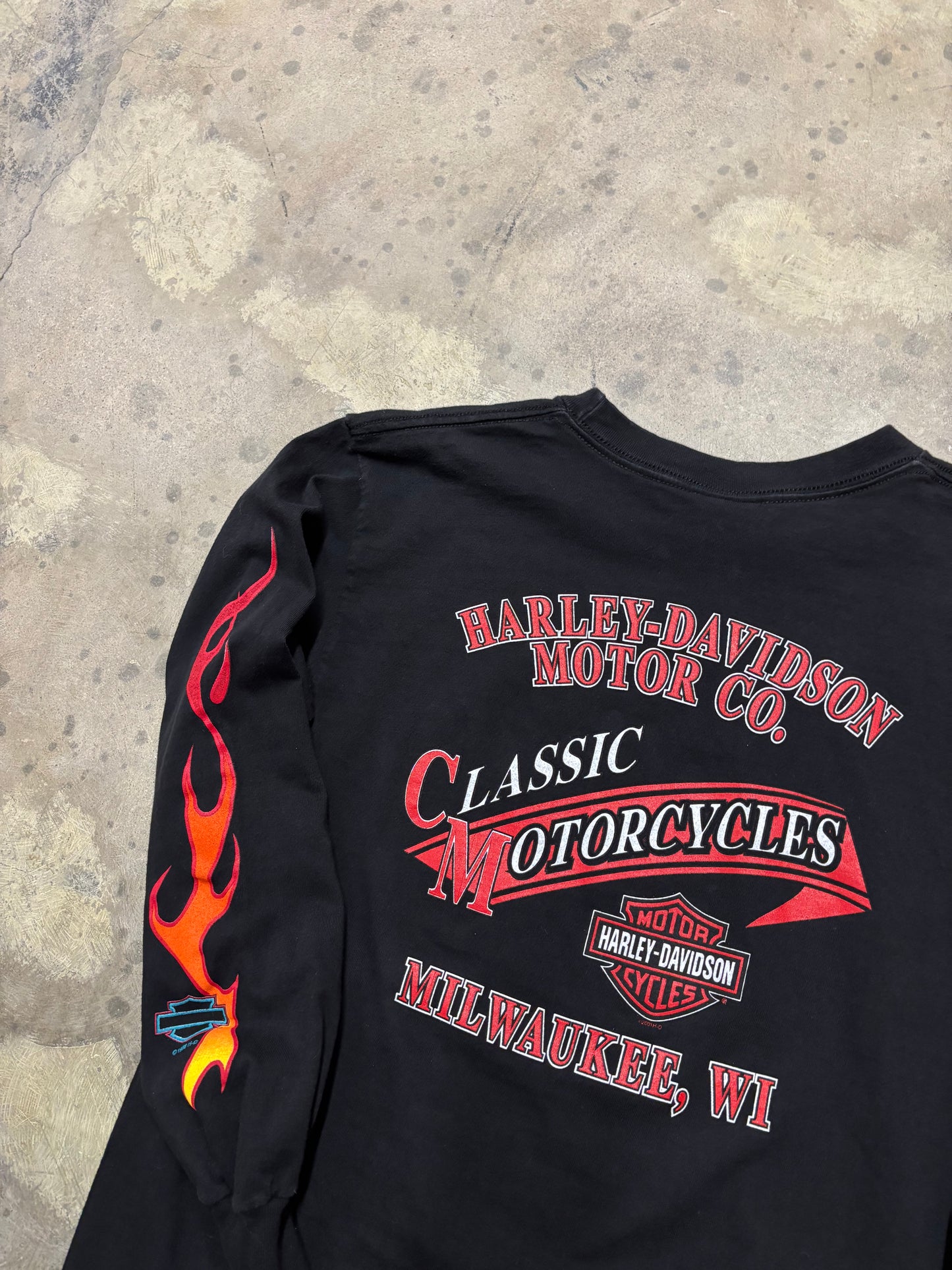 Vintage Harley Davidson flame crest long sleeve shirt size medium