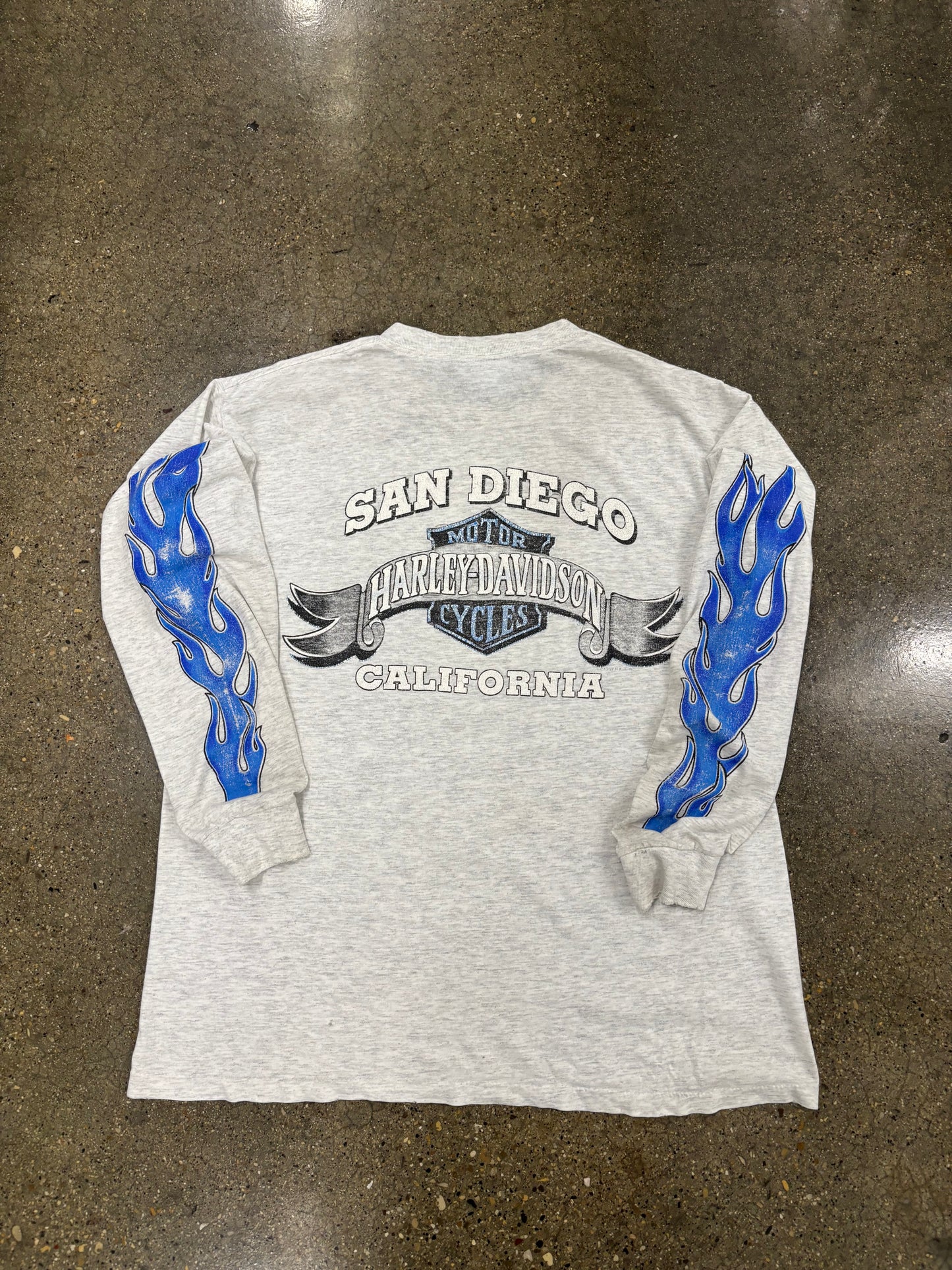 Vintage Harley Davidson Blue Flame size XL shirt long sleeve