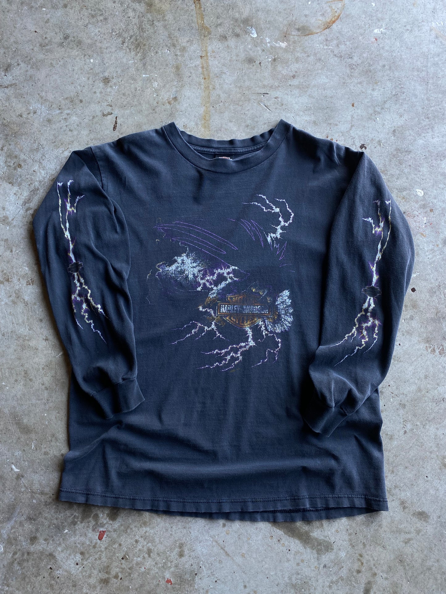 Vintage Harley Davidson Purple Eagle Lightning long sleeve shirt size large