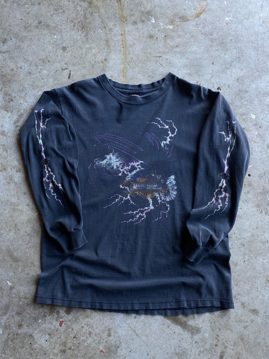 Vintage Harley Davidson Purple Eagle Lightning long sleeve shirt size large