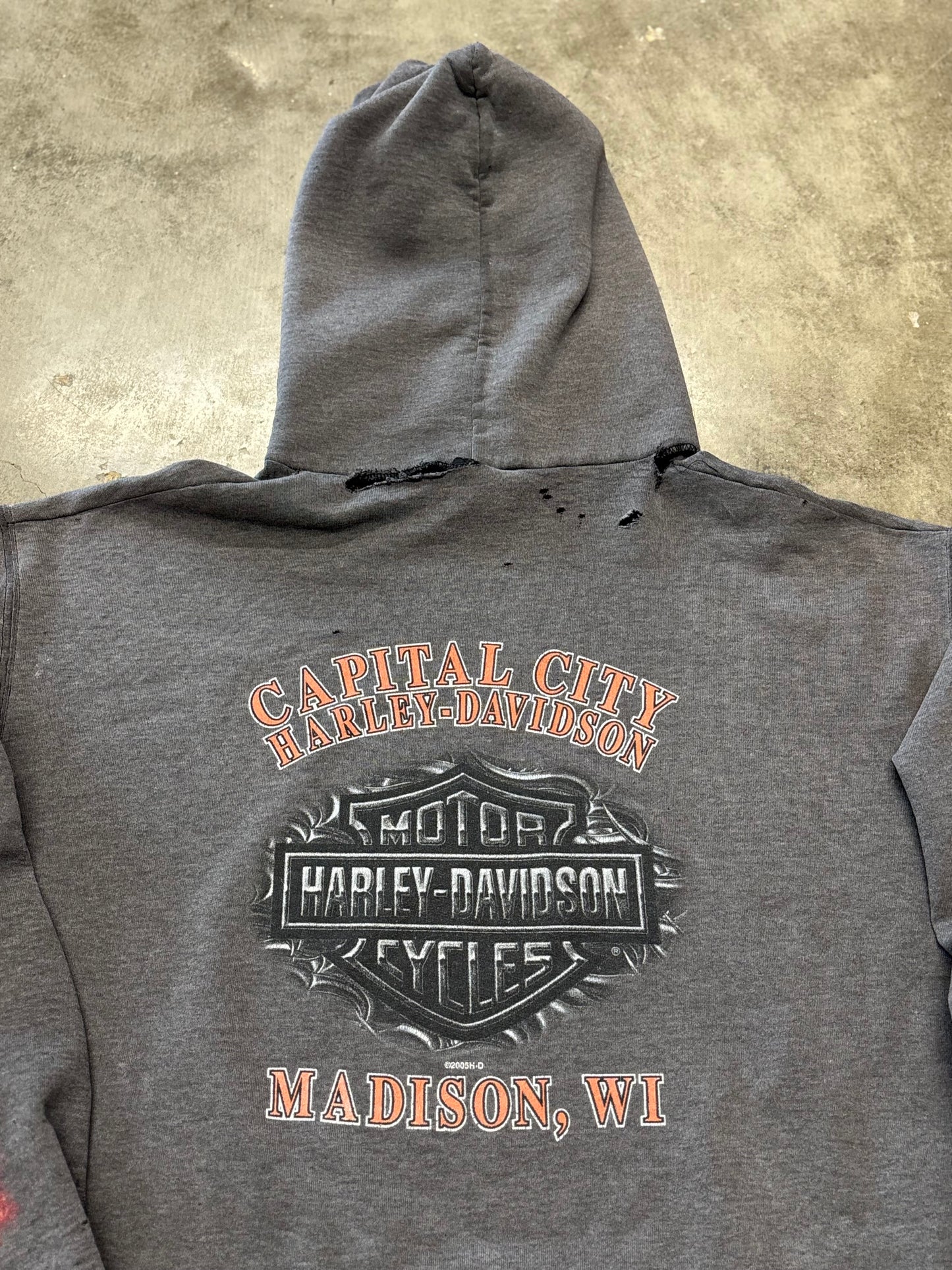 Vintage Smoked out and thrashed Harley Davidson hoodie size XL